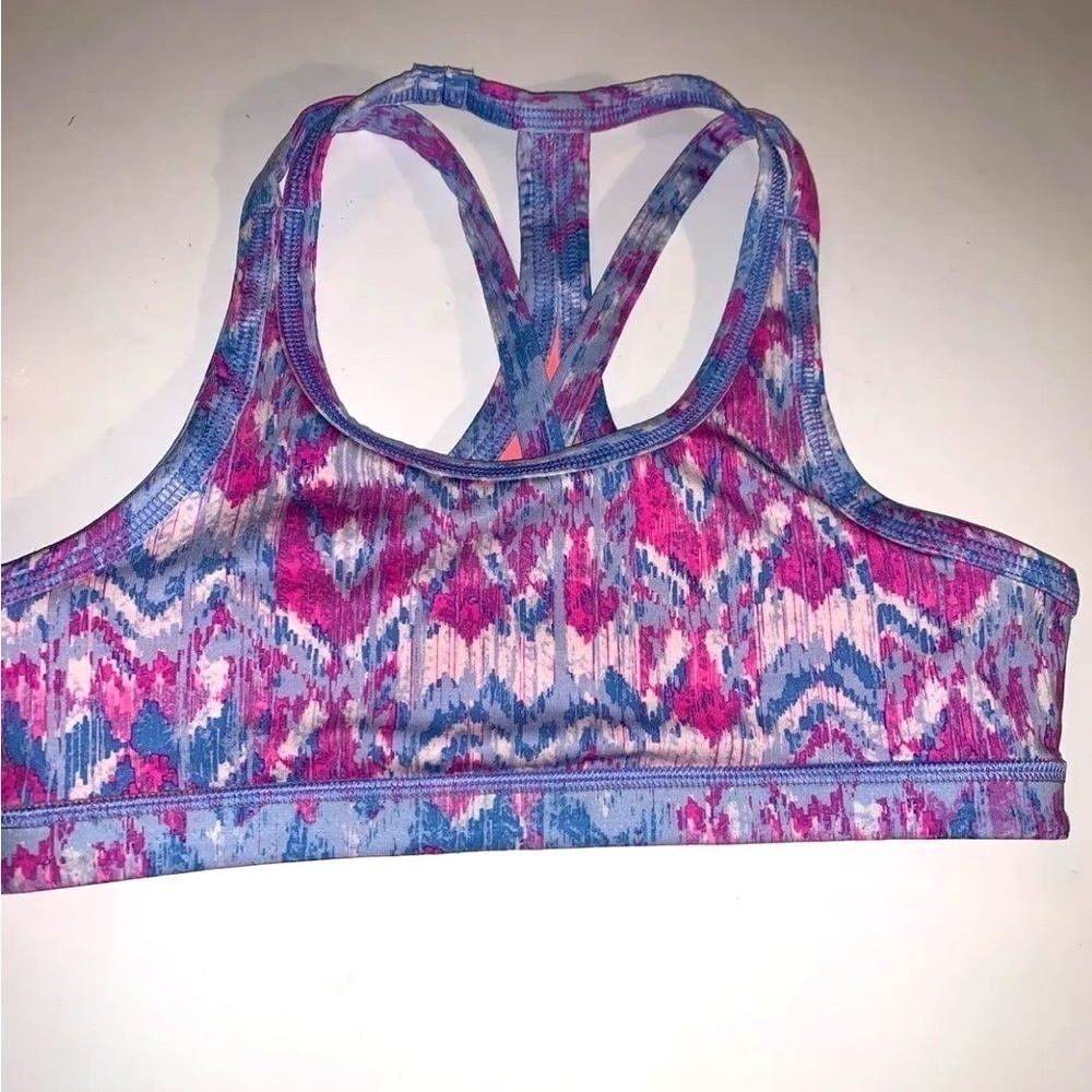 Ivivva by Lululemon Drill Sports Bra Blue/Pink Print Size L (12) Girls